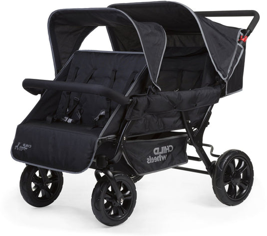 Childhome two by two wandelwagen buggy - 4 zits - kinderwagen incl. regenhoes en zonnekap - 120x85x103cm