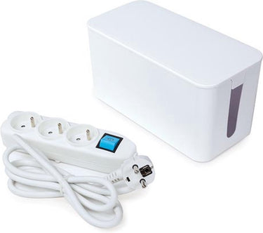 Perel stekkerdoos met schakelaar en kabelbox, 3 stopcontacten met penaarde (type e), kabel 1.5 m, 3g1.5, wit