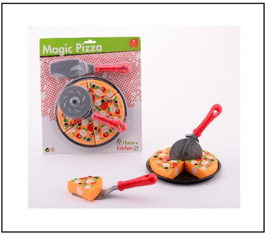 Johntoy home and kitchen magische pizza - speelgoedeten en -drinken - multicolor - kunststof - puntjes met klittenband