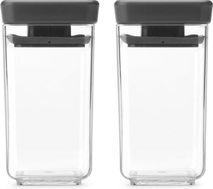 Brabantia tasty+ voorraadbussen - stapelbaar - 2 x 0,15 l - dark grey