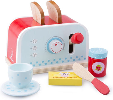 New classic toys ® houten speelgoed broodrooster - toaster set - speelgoedkeukenmachine