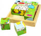 Bigjigs blokpuzzel boerderij - - compact formaat - puzzel dieren