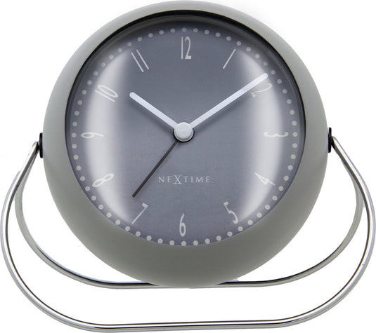Nextime bubble alarm clock – tafelwekker – 14 × 12 × 8 cm – metaal – grijs – stil