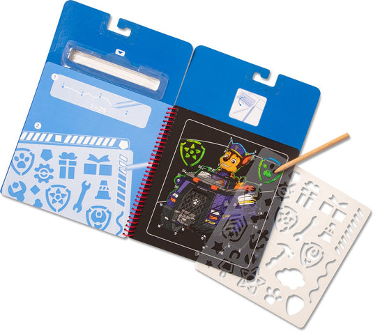 Melissa doug paw patrol scratch art pad - activiteitenkrasblok chase voor onderweg (10 taferelen)