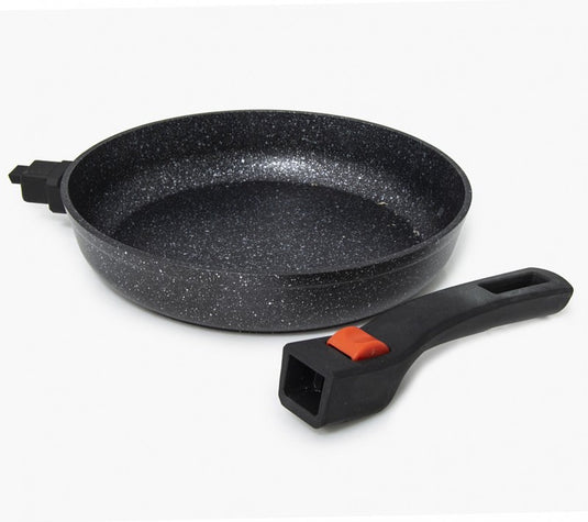Korkmaz ornella koekenpan 26 cm – aluminium pan 2.5l met afneembaar handvat – 5-laags antiaanbaklaag – marmerlook – voor inductie en alle warmtebronnen