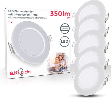 Briloner b.k.licht - led inbouwspots - set van 5 - badkamerverlichting - spots - ip65 - 4.000k neutraal wit licht - 350lm - 3w - ø8,6 cm