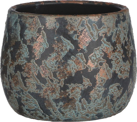 Mica decorations bloempot schaal - keramiek - kamerplanten - koper - d16 x h13 cm