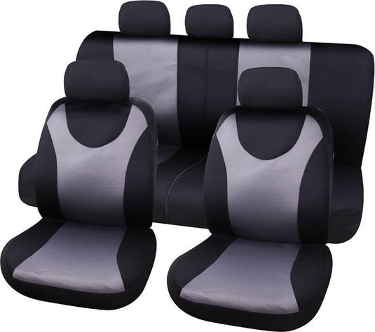 Carpoint stoelhoesset london 9-delig zwart grijs