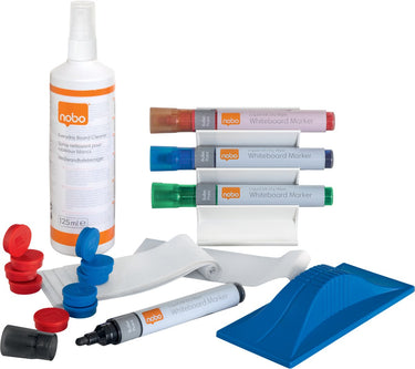 Nobo whiteboard starterkit - met 4 whiteboard stiften - wisser - magneten - reinigingsspray