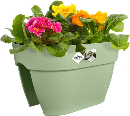 Elho vibia campana flower bridge 40 - plantenbak voor balkon railing - 100% gerecycled plastic - ø 39.0 x h 22.0 cm - pistachegroen