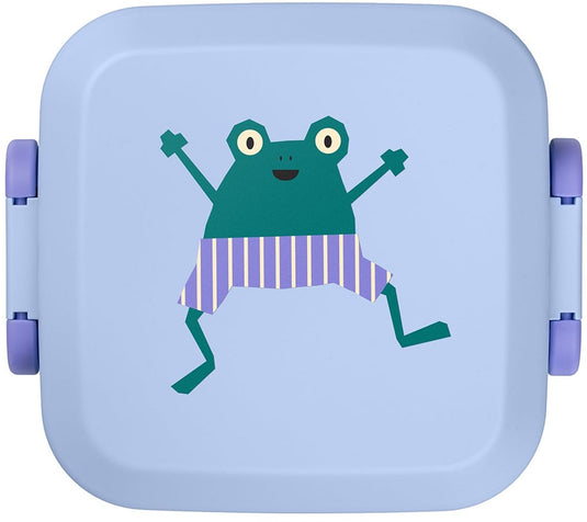 Amuse rikko kids frog bento lunchbox - 550ml + 2x185ml - broodtrommel kinderen met 3 compartimenten - bpa-vrije bentobox - brooddoos met lekvrije snackdoosjes