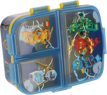 Stor lego ninjago kinderlunchbox – broodtrommel met 4 vakken voor kinderen vanaf 4 jaar - vaatwasserbestendig bpa-vrij - donkerblauw