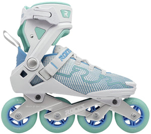 Roces r-evo 84 skeelers – 84mm – softboot – extra comfort stabiliteit – heel lock easy entry – abec-7 – fitness inline skates – dames – wit azuurblauw – maat 37