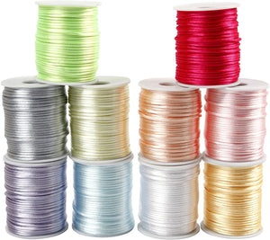 Creativ company cc satin cord, thickness 2 mm, pastel colours, 10x50 m 1 pack