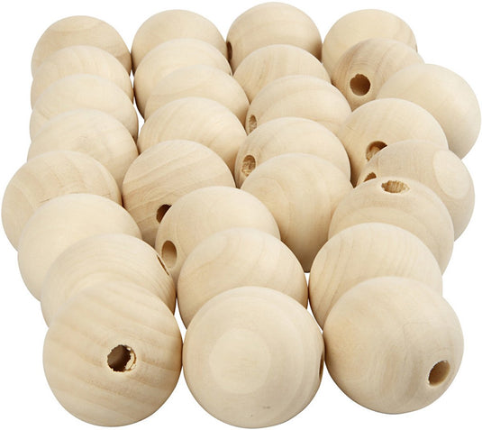 Creativ company houten kralen 25 mm naturel 100 stuks