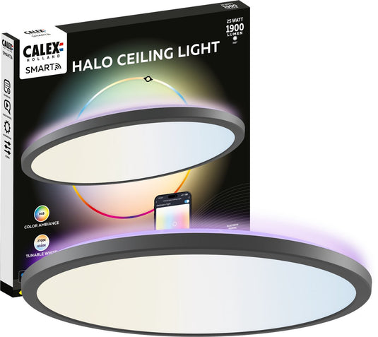Calex halo slimme plafonnière - smart plafondlamp 40cm - rgb en warm wit licht - zwart