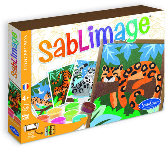 Sentosphère zandkunst knutselset wilde katten - creatieve speelbox.