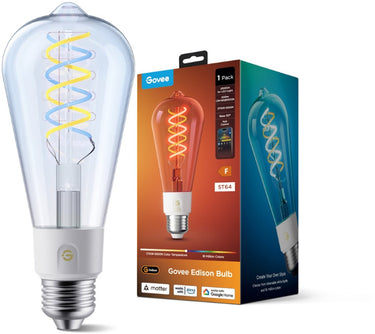 Govee slimme edison filament lamp e27 matter rgb kleuren en warm wit - rgbww - st19 - 1 pack