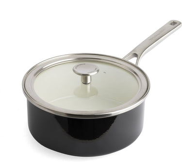 Kitchenaid steel core enamel steelpan 20cm 2,4l - onyx zwart - inductie - pfas-vrij
