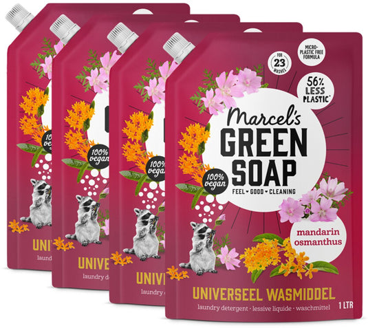 Marcel's green soap universeel wasmiddel navulling - mandarijn osmanthus - 4 x 1l - 92 wasbeurten