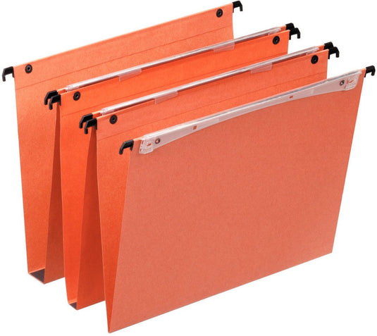 Esselte orgarex dual verticale hangmap a4 - met koppelsysteem en drukknopen - 15mm bodem - 25 stuks - oranje