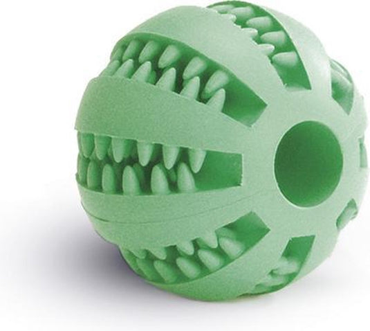 Beeztees honden speelgoed massagebal - rubber bal voor hond - gebitsverzorging - mint-smaak - 7 cm one size