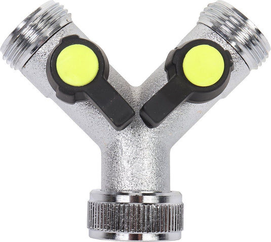 Talen tools - tuinslang y-vertakking - 2 bolkraantjes - 1 inwendig draad - 3 4 uitwendig draad
