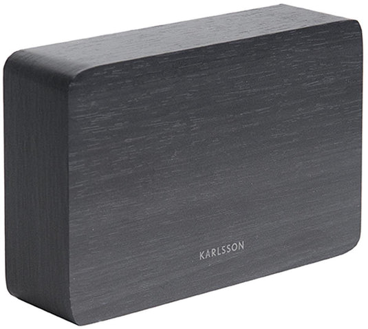 Karlsson wekker square - zwart fineer, wit led - 15x4,8x10cm - scandinavisch - wekker voor slaapkamer - wekkers