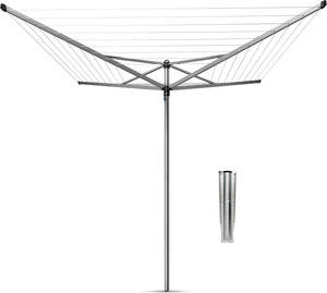 Brabantia topspinner droogmolen - 40 m - met metalen grondanker - metallic grey
