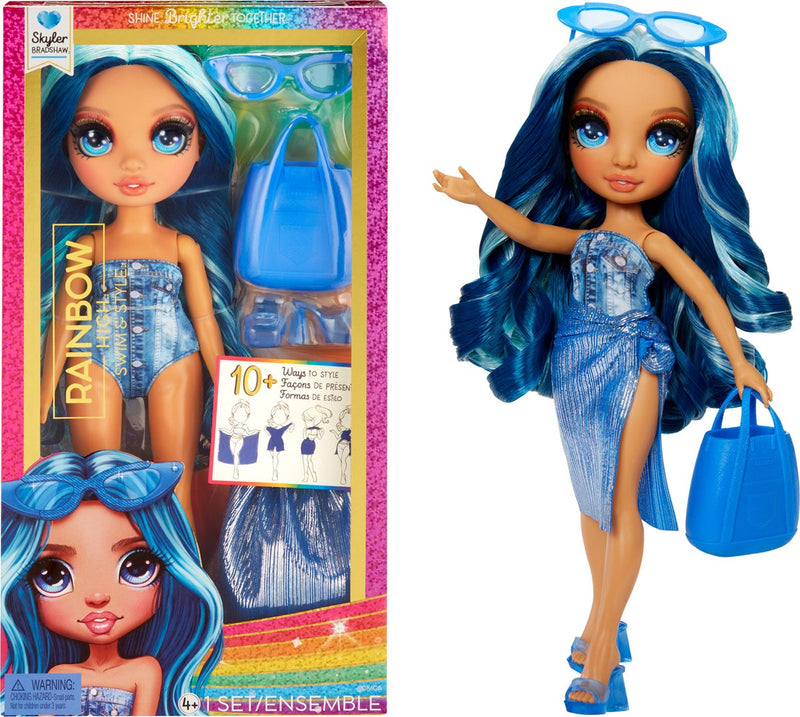 Load image into Gallery viewer, Rainbow high swim style-modepop - 28 cm - skyler (blauw)
