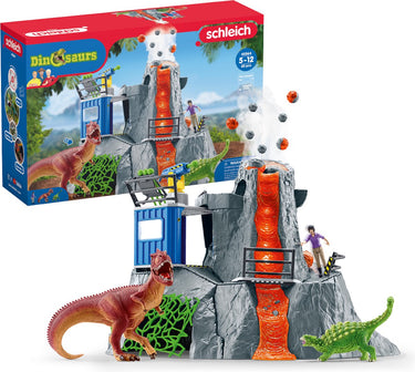 Schleich dinosaurus - de grote vulkaan expeditie - dino speelgoed - kinderspeelgoed - dino speelgoed - t-rex, ankylosaurus en uitbarstende vulkaan - 36 onderdelen