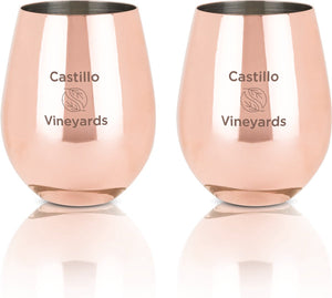 Viski stemless wijnglas - rvs - 532ml - koperkleurig - set van 2