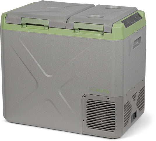 Steamy -e elektrische compressor koelbox - dual compartment - tegelijk koelen en vriezen - 40 liter - 12v en 230v - voor auto en camping - grijs