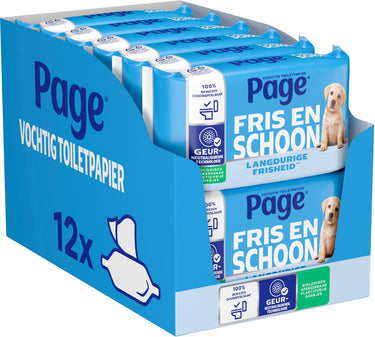 Page ® vochtig toiletpapier - fris en schoon (compleet schoon) - langdurige frisheid - 456 velletjes - 12 x 38 stuks