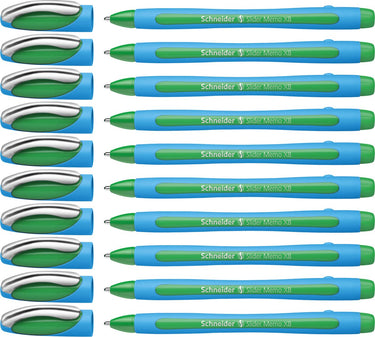 Schneider schrijfwaren schneider balpen - slider memo - xb - 1,4mm - groen - 10 stuks - s-150204-10