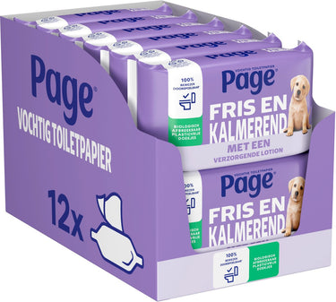 Page ® vochtig toiletpapier - fris en kalmerend (care) - met een verzorgende lotion - 456 velletjes - 12 x 38 stuks - voordeelverpakking