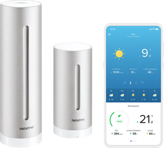 Netatmo slim weerstation – co2 meter luchtkwaliteit – binnen buiten – werkt met apple homekit, alexa, google