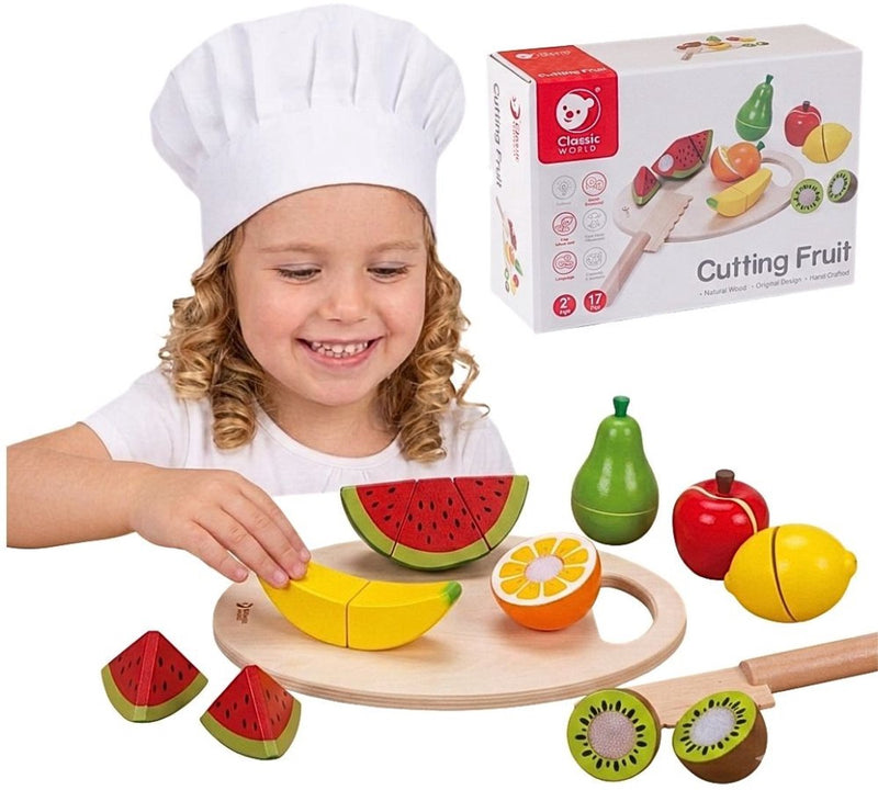 Load image into Gallery viewer, Classic world houten snijfruit met snijplank, 17dlg.
