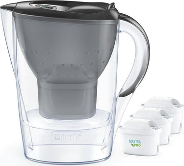 2978 kruik met filter brita marella +3 maxtra pro pp grijs polypropyleen 2,4 l 150 l