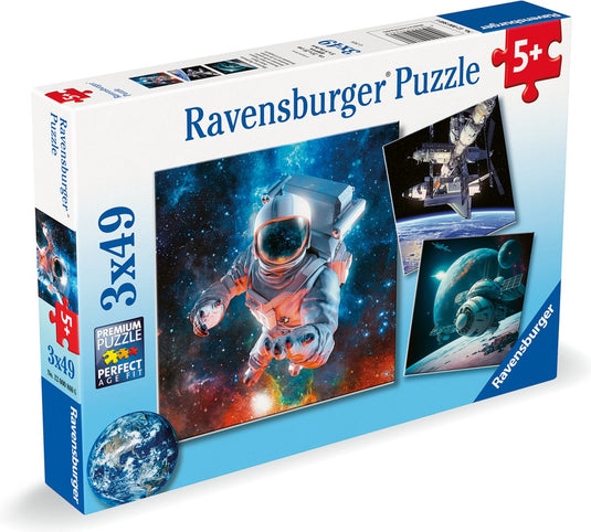 Ravensburger puzzel space - drie puzzels - 49 stukjes - kinderpuzzel