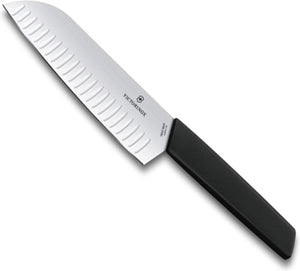 Victorinox swiss modern santokumes 17cm - kuiltjes - zwart