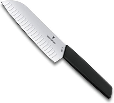 Victorinox swiss modern santokumes 17cm - kuiltjes - zwart