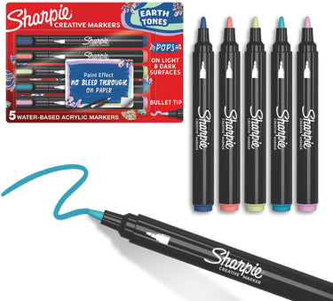 Sharpie creatieve marker acrylverf stiften | aardetinten | waterbasis verfmarkers | vlekt niet, schrijft op de meeste oppervlakken | kogelpunt | school- studiebenodigdheden | diverse kleuren | 5 stuks