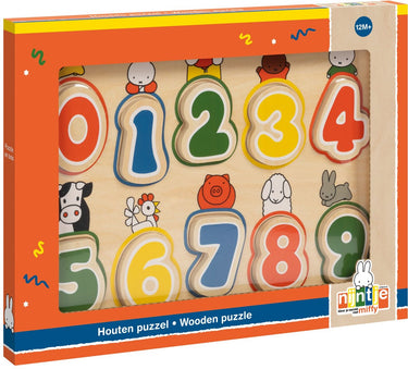 Bambolino nijntje houten cijferpuzzel, puzzel met cijfers- educatief speelgoed junior - peuter, kleuter - vanaf 1 jaar - toys cadeau tip