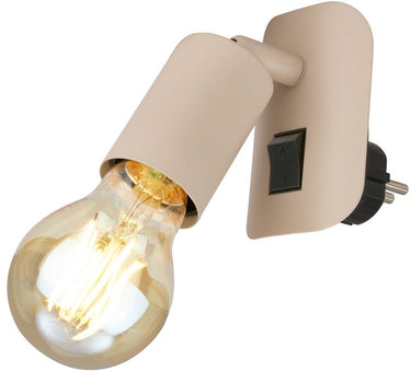 Briloner batita – stekkerlamp – wandlamp – e27 fitting – plug-in gebruik – met schakelaar – zwenkbaar – e27 fitting – beige - 9,5 x 6,7 x 7,8 cm
