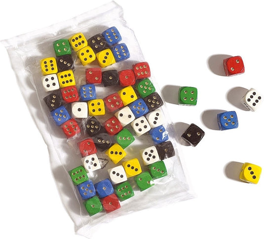Philos houten dobbelsteen set d6 16 mm assorti (50 stuks)