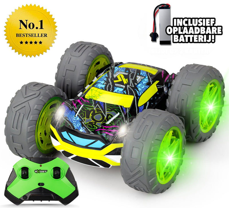 Load image into Gallery viewer, Exost rc 360 cross flash stuntauto groen 1:18 - flashing wheels - incl. oplaadbare batterij - rc auto
