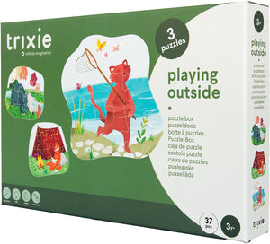 Trixie | puzzelbox met 3 puzzels - buiten spelen - puzzeldoos vanaf 2 jaar