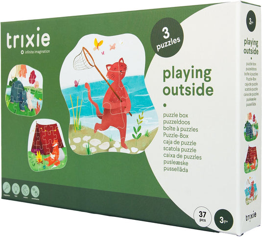 Trixie | puzzelbox met 3 puzzels - buiten spelen - puzzeldoos vanaf 2 jaar