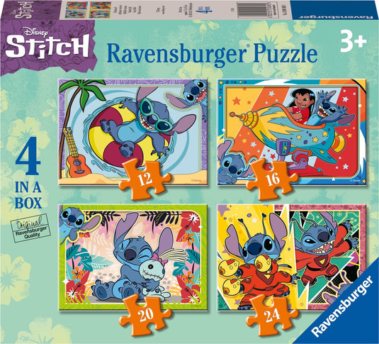 Ravensburger disney stitch 4in1box puzzel - 12+16+20+24 stukjes - kinderpuzzel